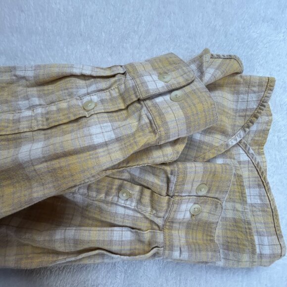 Uniqlo Womens Yellow & White Plaid Long Sleeve Button-Down Shirt Large Cotton - Picture 9 of 9